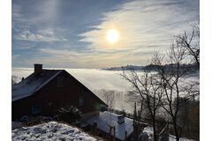 Vrchlabí pod námi v mlze